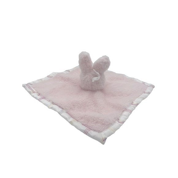 Parents Choice Pink Bunny Rabbit Rainbows Security Blanket Lovey Satin Toy - Picture 3 of 6